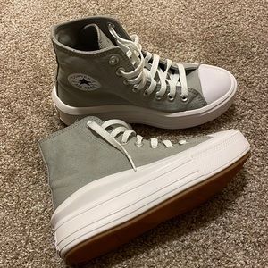 Light Green Converse- Platform high tops